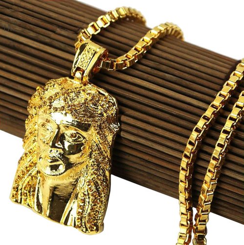 Galham - 24K Yellow Gold Plated Jesus Face Necklace